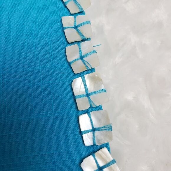 Seashell Embellished Table Runner Teal 14" x 70" - Picture 10 of 10